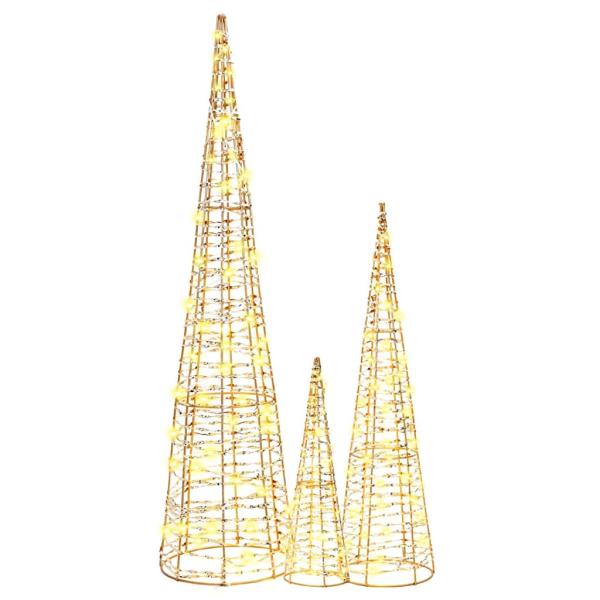 Weihnachtsbaum mit 90 LEDs 3 pcs Warmweiß 40 cm 60 cm 80 cm PET