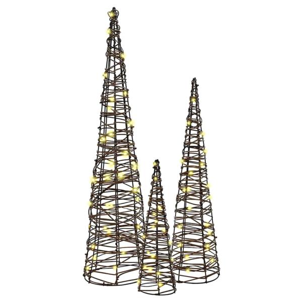 Weihnachtsbaum 3 pcs Warmweiß 40 cm 60 cm 80 cm Rattan