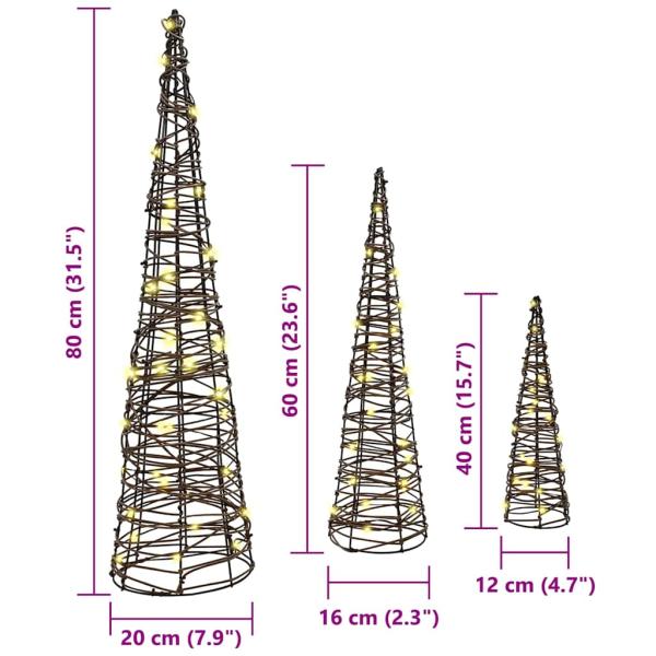 Weihnachtsbaum 3 pcs Warmweiß 40 cm 60 cm 80 cm Rattan