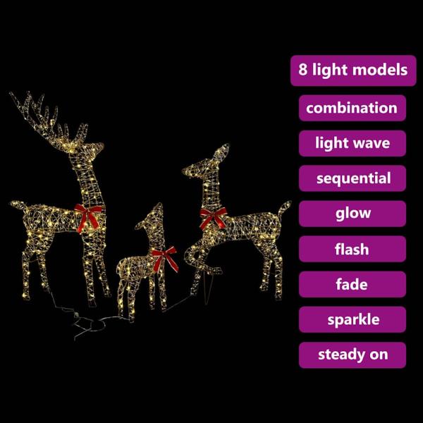 Rentiere Familie 3 pcs Warmweiß 128 cm PET