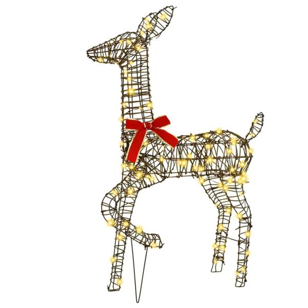 Rentiere Familie 3 pcs Warmweiß 128 cm Rattan