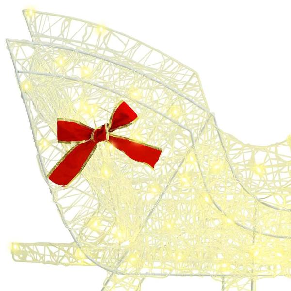 Rentier Zieh Schlitten Warmweiß 120 cm 55 cm Acryl