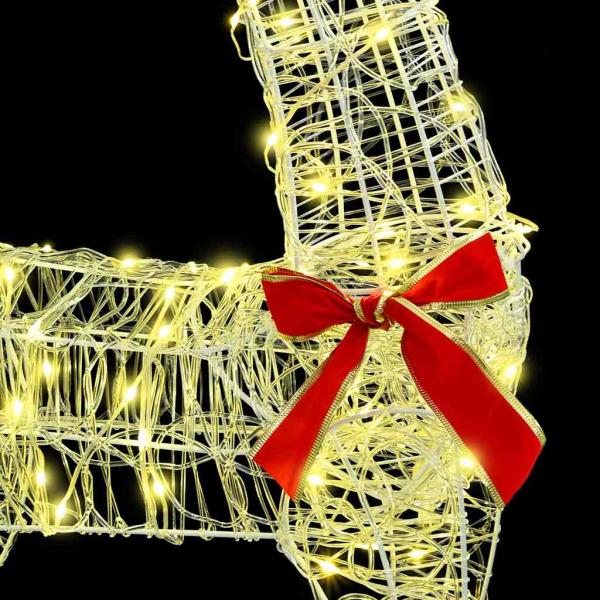 Rentier Zieh Schlitten Warmweiß 120 cm 55 cm Acryl