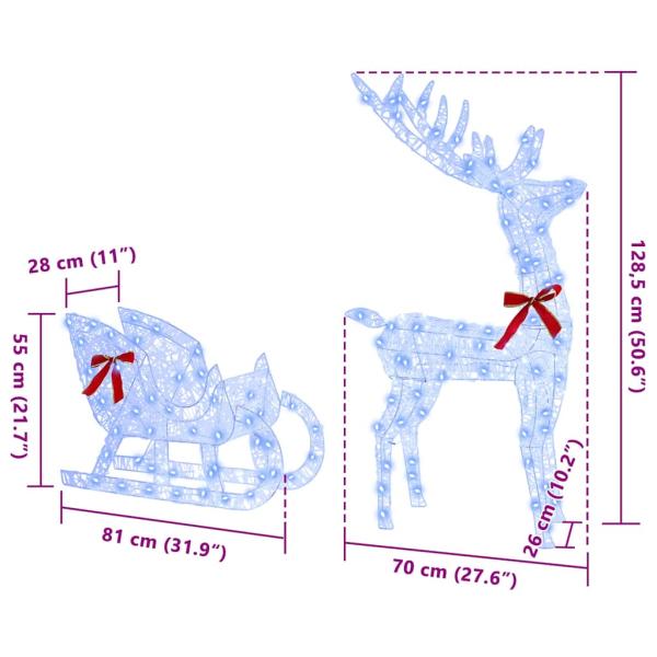 Rentier Zieh Schlitten Blau 120 cm 55 cm Acryl