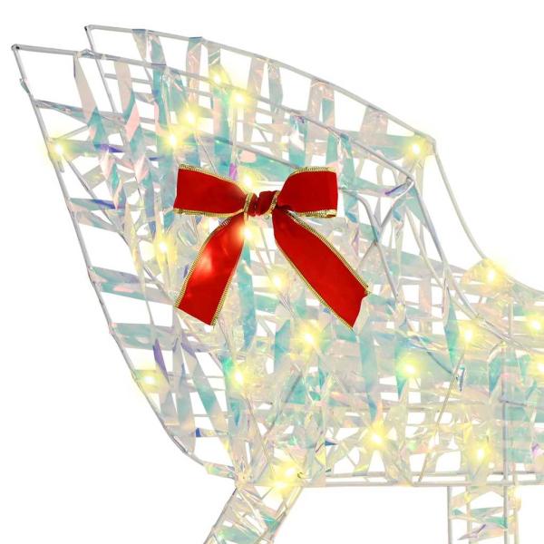 Rentier Zieh Schlitten Warmweiß 120 cm 55 cm PET