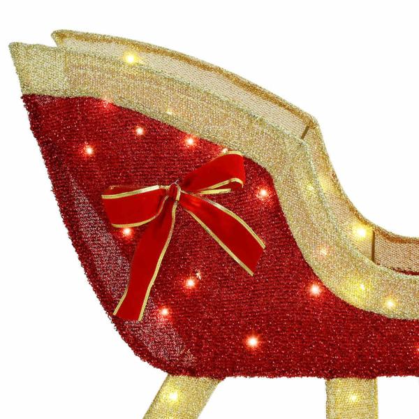 Rentier Zieh Schlitten Warmweiß 120 cm 55 cm Stoff