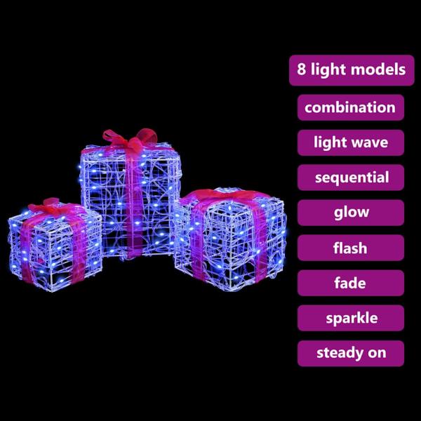 Geschenkbox mit 60 LEDs 3 pcs Blau 20 x 20 x 20 cm Acryl