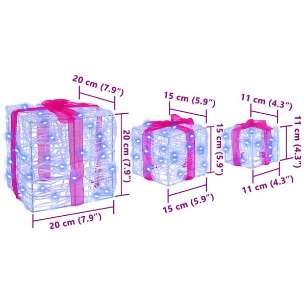 Geschenkbox mit 60 LEDs 3 pcs Blau 20 x 20 x 20 cm Acryl