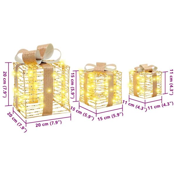 Geschenkbox mit 60 LEDs 3 pcs Warmweiß 20 x 20 x 20 cm PET