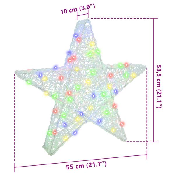 3D Stern mit 50 LEDs Mehrfarbig 55 x 53,5 x 10 cm Acryl