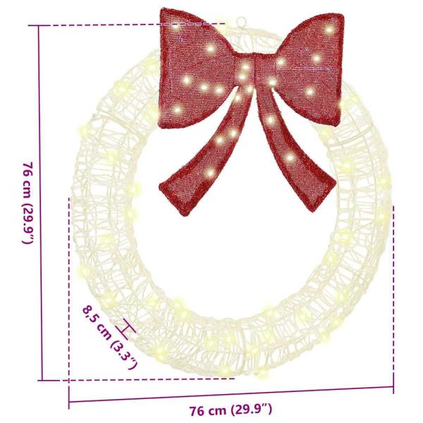 Kranz mit LED -Streifenleuchten Warmweiß 75 cm Acryl