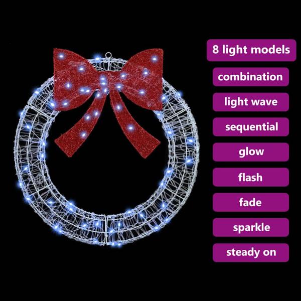 Kranz mit LED -Streifenleuchten Kaltweiß 75 cm Acryl