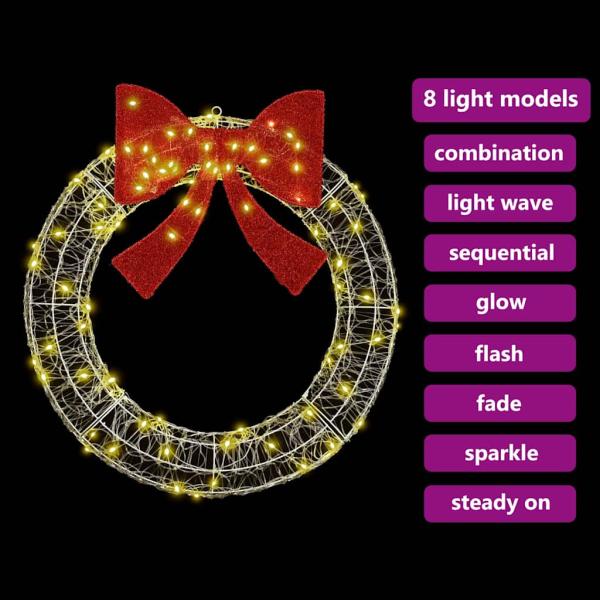 Kranz mit LED -Streifenleuchten Warmweiß 90 cm Acryl