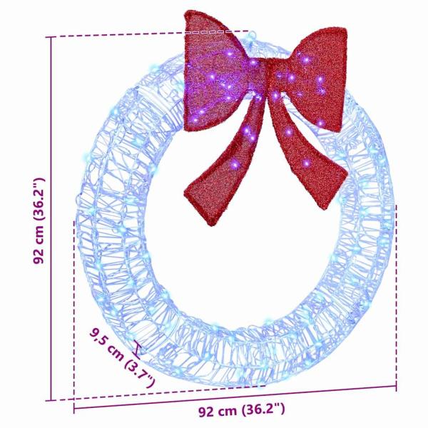 Kranz mit LED -Streifenleuchten Blau 90 cm Acryl