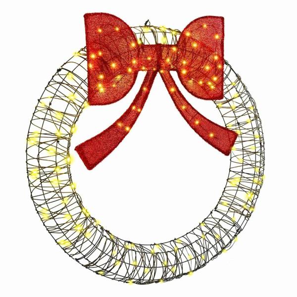 ARDEBO.de - Kranz mit 150 LEDs Warmweiß 120 cm Rattan