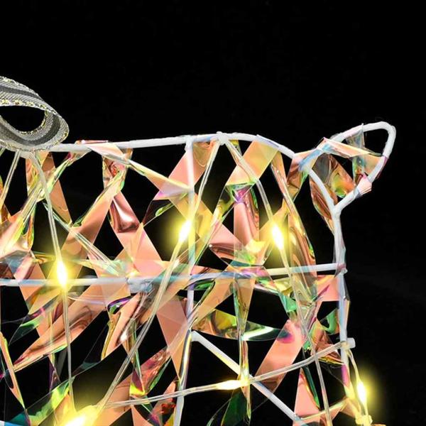 LED Rentiere mit 60 LEDs 3 pcs Warmes Weiß PET