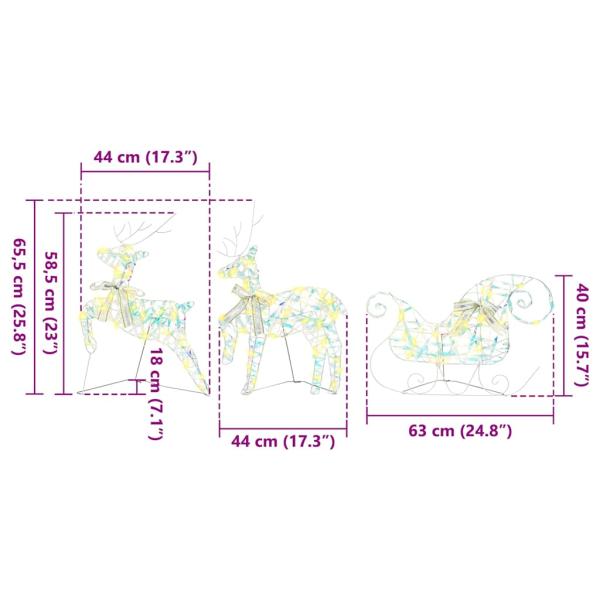 LED Rentiere mit 60 LEDs 3 pcs Warmes Weiß PET