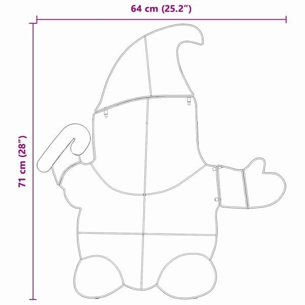 Leuchtender Gnom Warmes Weiß 100 x 80 cm Lametta-Stoff