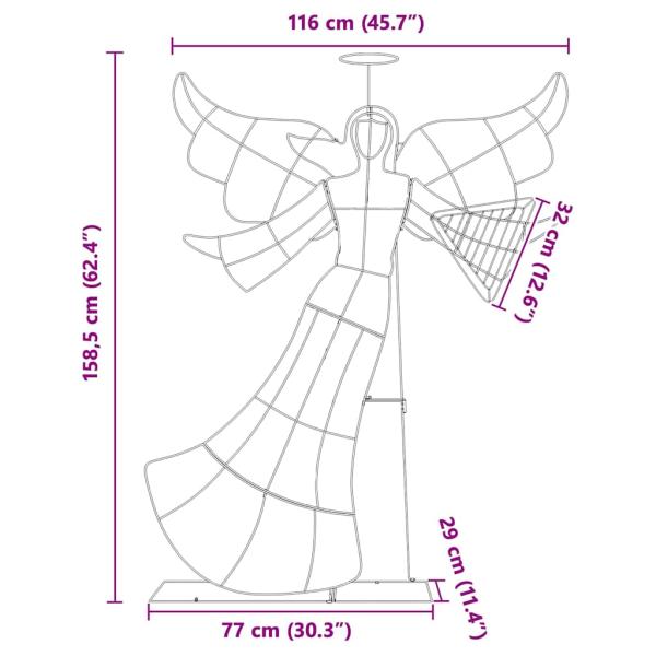 Beleuchteter Winkel Warmes Weiß 116 x 29 x 158,5 cm Polyester