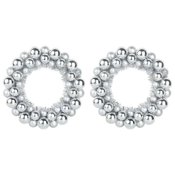 Weihnachtsballkränze 2 pcs Silber 33 x 33 x 7 cm Polystyrol