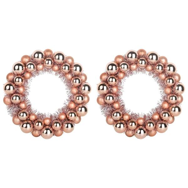 ARDEBO.de - Weihnachtsballkränze 2 pcs Rose Gold 33 x 33 x 7 cm Polystyrol
