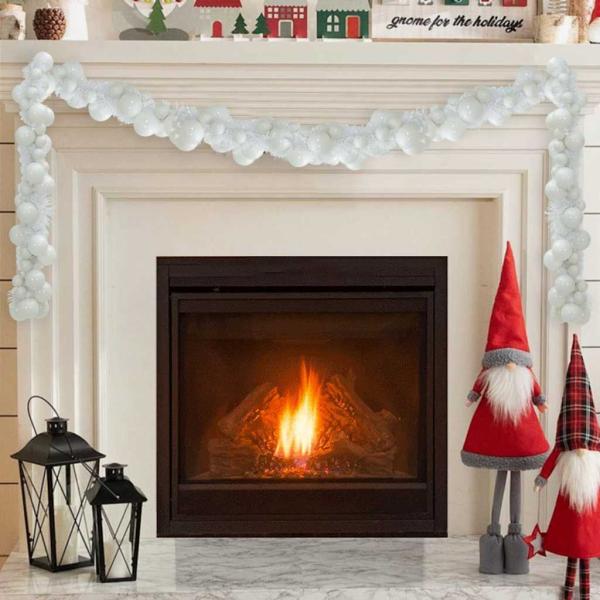 ARDEBO.de - Weihnachtskugelgirlande Weiß 186 cm Polystyrol