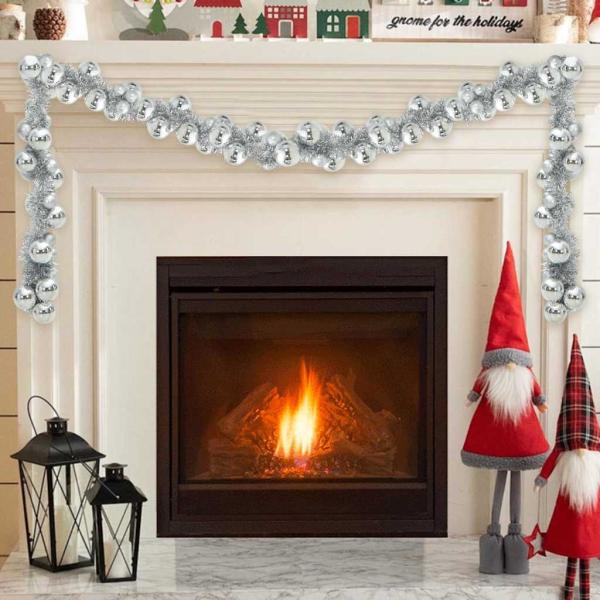 ARDEBO.de - Weihnachtskugelgirlande Silber 186 cm Polystyrol