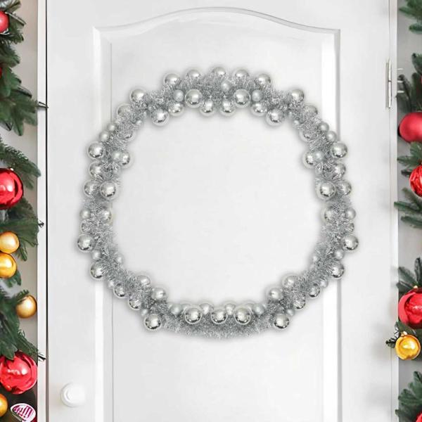 Weihnachtskugelgirlande Silber 186 cm Polystyrol