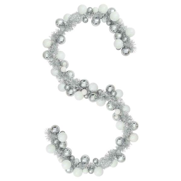 Weihnachtskugelgirlande Weiß und Silber 186 cm Polystyrol