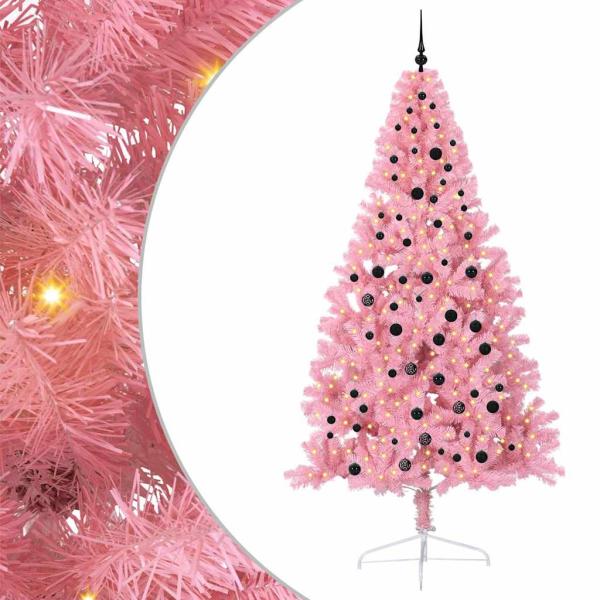 ARDEBO.de - Künstlicher vorbeleuchteter Weihnachtsbaum Rosa 240 cm PVC