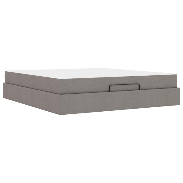 Bettgestell mit Speicher Taupe 180 x 200 cm Stoff