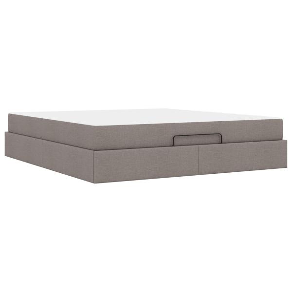 Bettgestell mit Speicher Taupe 180 x 200 cm Stoff