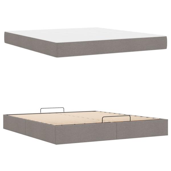 Bettgestell mit Matratze 2 Stk. Taupe Stoff