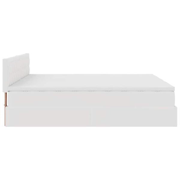 Ottoman-Bett mit Matratzen & LEDs Weiß 160x200 cm Kunstleder