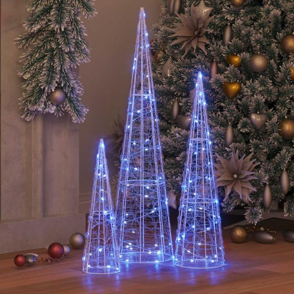 Weihnachtsbaum mit 90 LEDs 3 pcs Blau 40 cm 60 cm 80 cm Acryl