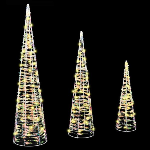 Weihnachtsbaum mit 90 LEDs 3 pcs Warmweiß 40 cm 60 cm 80 cm PET