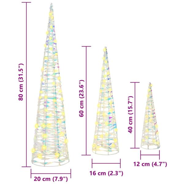 Weihnachtsbaum 3 Stk. Warmweiß 20 x 20 x 80 cm PET 90 LEDs