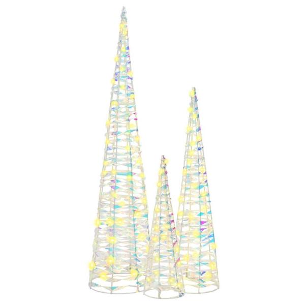 Weihnachtsbaum mit 90 LEDs 3 pcs Warmweiß 40 cm 60 cm 80 cm PET