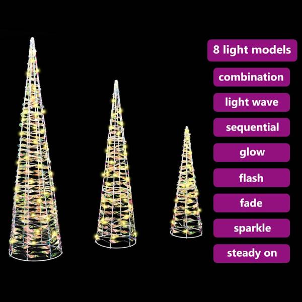 Weihnachtsbaum mit 90 LEDs 3 pcs Warmweiß 40 cm 60 cm 80 cm PET