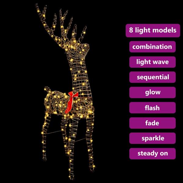 3D Rentier Warmweiß 128 cm Rattan