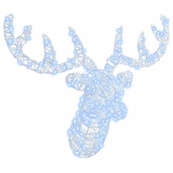 ARDEBO.de - Rentierkopf Kaltweiß 60 cm Acryl