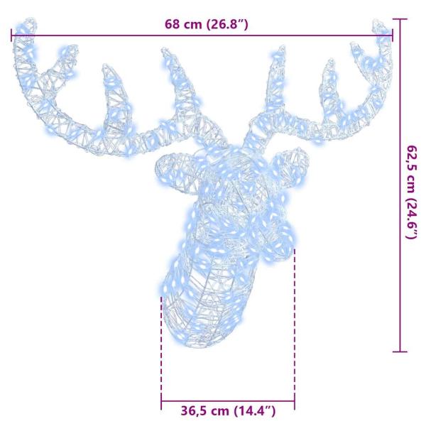 Rentierkopf Kaltweiß 60 cm Acryl