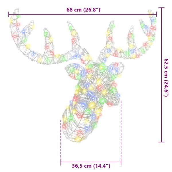 Rentierkopf Bunt 60 cm Acryl