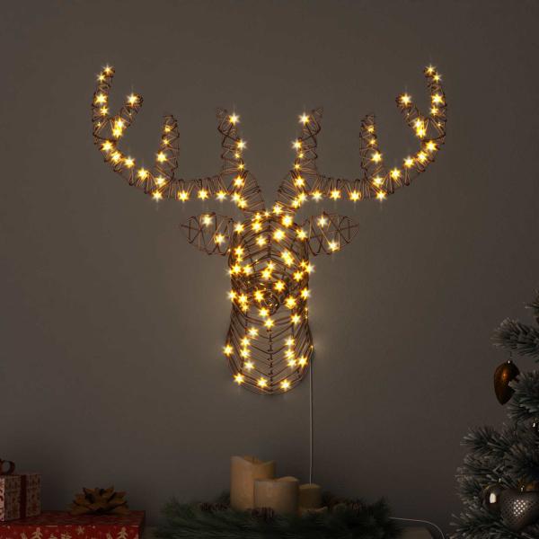 ARDEBO.de - Rentier Zieh Schlitten Warmweiß 60 cm Rattan