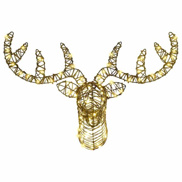 Rentier Zieh Schlitten Warmweiß 60 cm Rattan