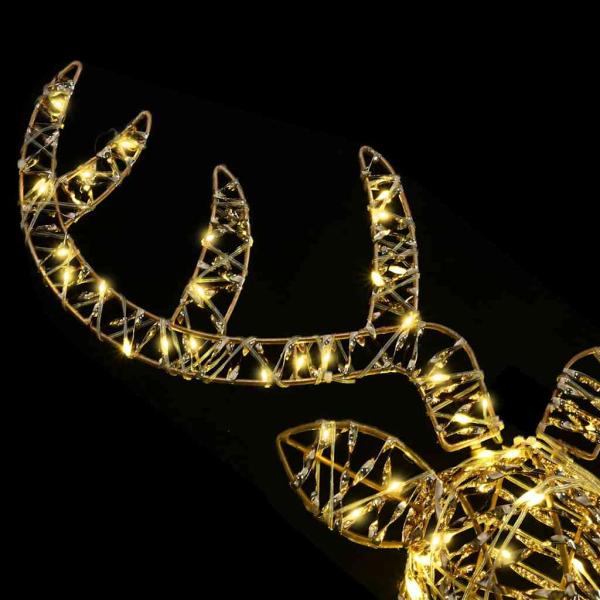 Rentier Zieh Schlitten Warmweiß 60 cm Rattan