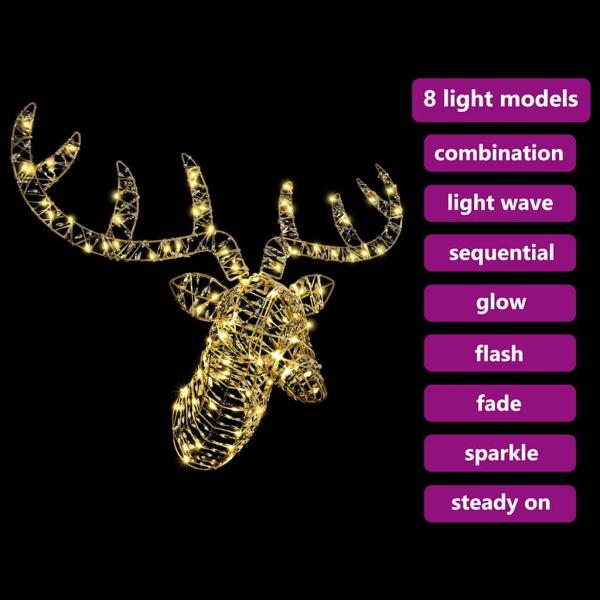 Rentier Zieh Schlitten Warmweiß 60 cm Rattan