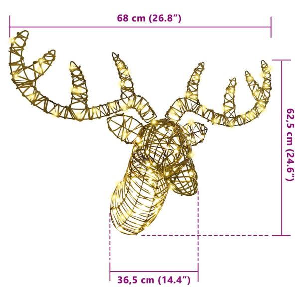 Rentier Zieh Schlitten Warmweiß 60 cm Rattan