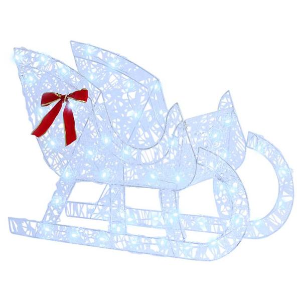 Rentier Zieh Schlitten Kaltweiß 120 cm 55 cm Acryl