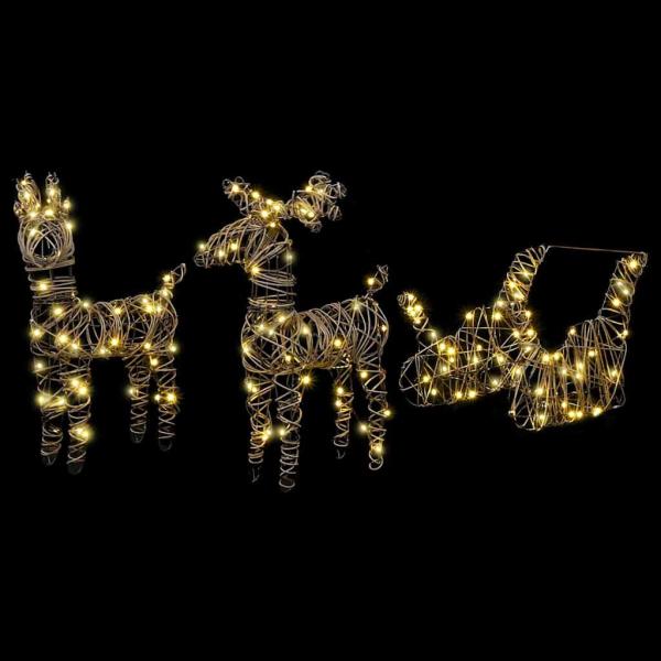 ARDEBO.de - Rentier Zieh Schlitten Warmes Weiß 52,5 x 28 x 32,5 cm Rattan